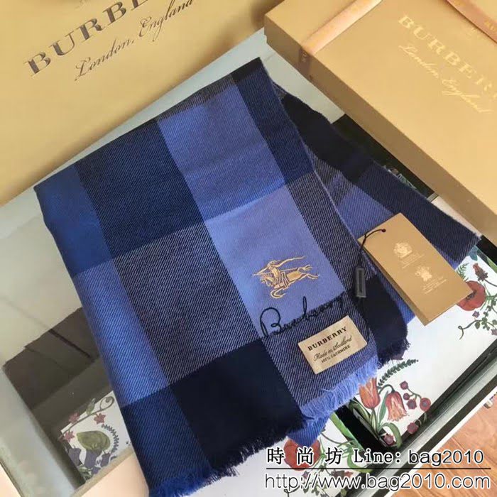 BURBERRY巴寶莉專櫃原版 刺繡LOGO羊絨圍巾 男女同款 LLWJ6671